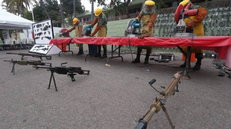 Evento de destrucción de armamento decomisado y puesto a disposición de la Sedena.