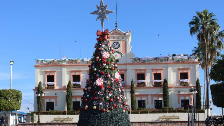 Un pino monumental y luces iluminarán la explanada municipal este año.