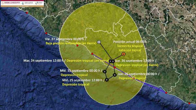Actualmente la tormenta tropical se encuentra a 100 kilómetros (km) al nor-Datemex de Acapulco y a 70 km al este-noreste de Técpan de Galeana.