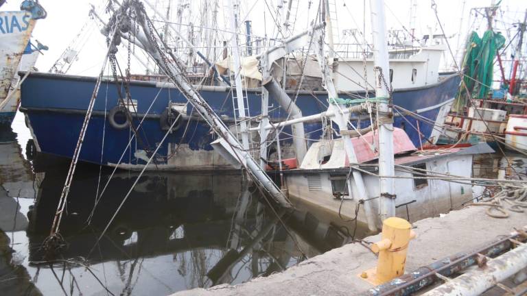 Este barco camaronero, fuera de circulación y amarrado en el muelle del Parque Bonfil, se hundió hace dos semanas.