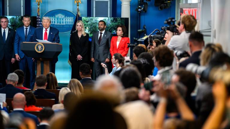 El Presidente Donald Trump en la Casa Blanca donde habla sobre las medidas de seguridad en Washington.