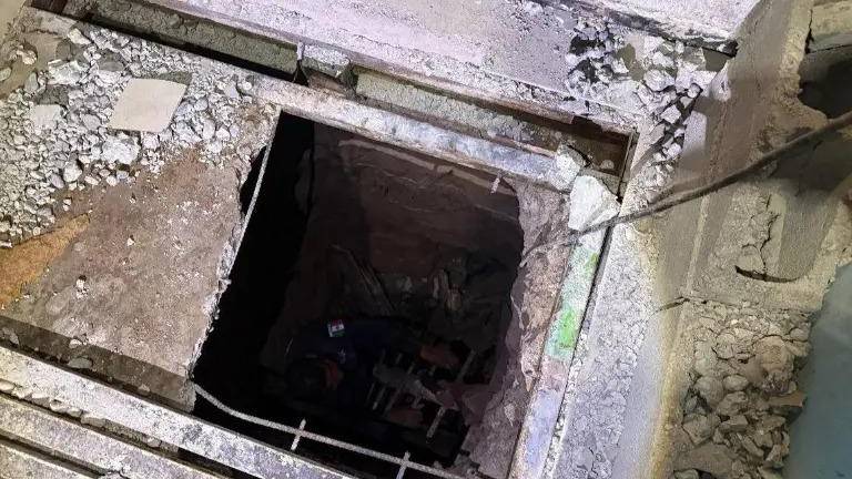 El túnel encontrado en el penal de Aguaruto.