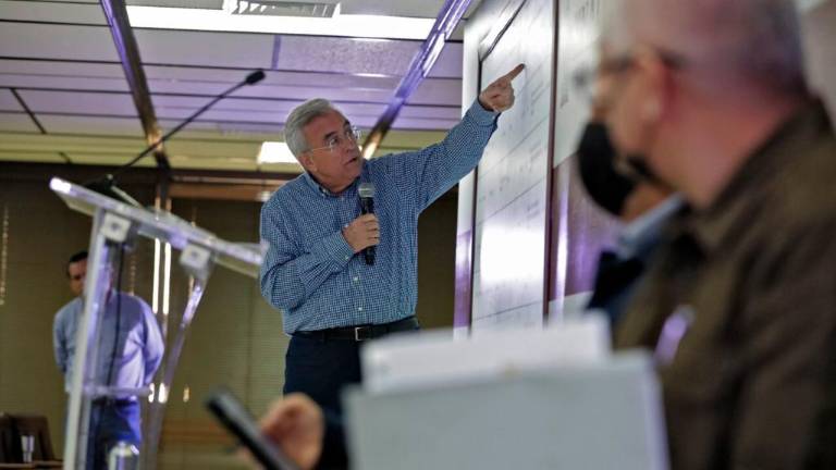 Rubén Rocha Moya, Gobernador de Sinaloa, durante la conferencia semanera.