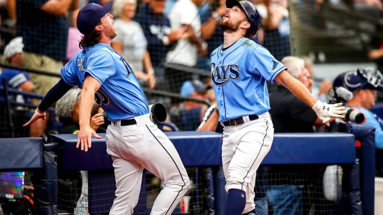 Los Rays celebran su sexto triunfo consecutivo.