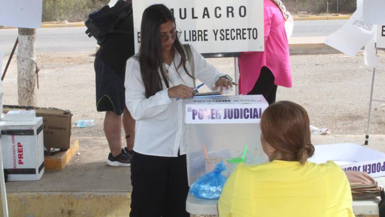 Milagros Berenice Galván Pérez emite su voto en la casilla especial de Rosario de la elección judicial.