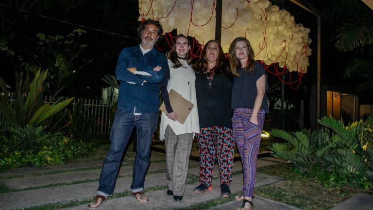 Edgar Endress, Alejandra Larrondo, Courtney Applequist e Irene Clouthier, durante la inauguración en La Casa del Maquío.