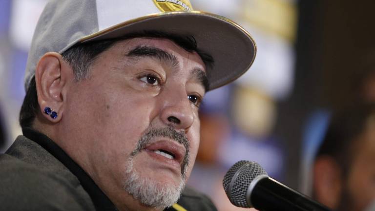 Diego Armando Maradona cuando dirigía a Dorados.