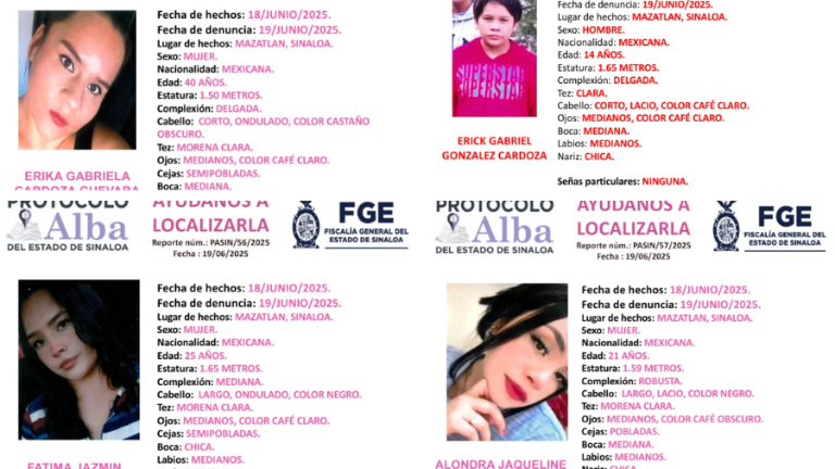 La FGE activó protocolos de búsqueda para la localización de la familia desaparecida en Mazatlán.