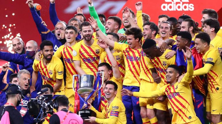 Barcelona celebra la obtención de la Copa del Rey.