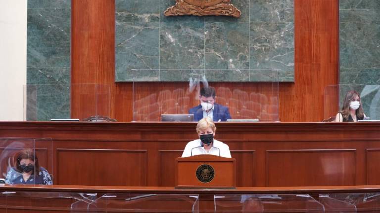 La diputada Francisca Abelló Jordá, durante su posicionamiento