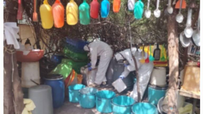 Elementos militares localizaron y deshabilitaron un laboratorio de droga sintética en Culiacán.