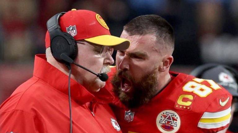 Los gritos de Kelce a Reid en el Super Bowl.