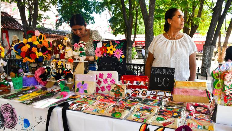 Artesanas y comerciantes, como Leticia Arellano y su negocio Kacima Bolsas Artesanales, participaron en el Festival del Raspado en Imala.