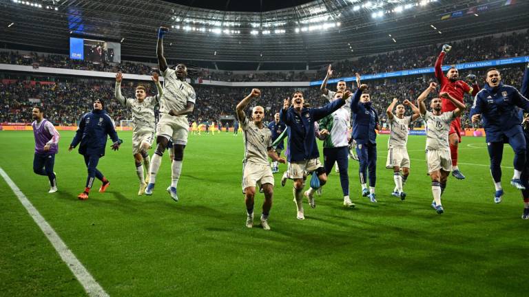 Los seleccionados italianos celebran su pase para la próxima Eurocopa 2024.