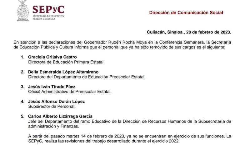 SEPyC despide a funcionarios de alto nivel por negociar con plazas