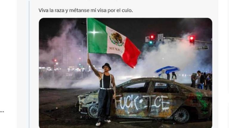 Imagen compartida por la consejera de Morena en Jalisco sobre las protestas en Los Ángeles.