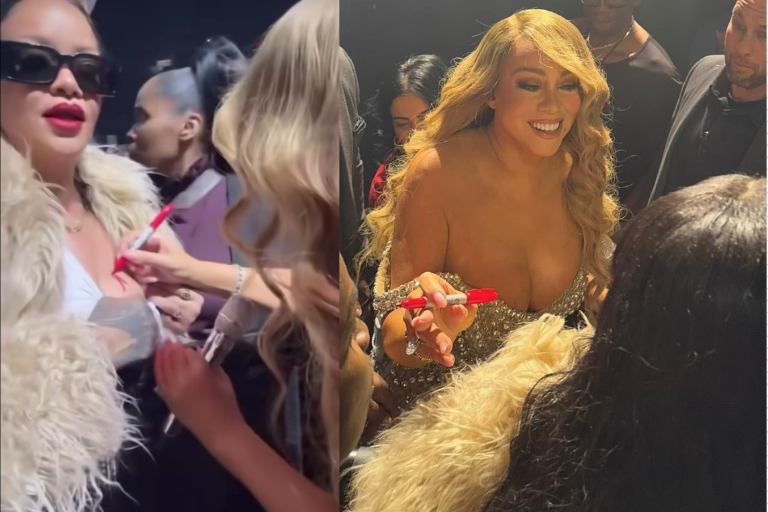 Pide Rihanna un autógrafo a Mariah Carey en pleno concierto
