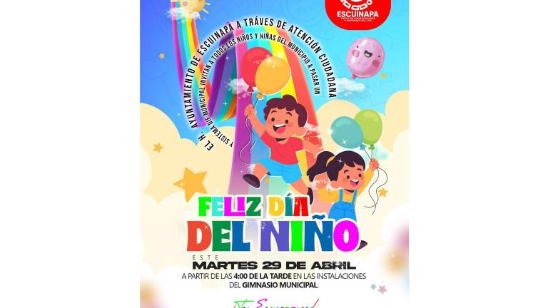 El Ayuntamiento de Escuinapa y el DIF Municipal invitan a todas las familias al festejo por el Día del Niño y la Niña este 29 de abril.