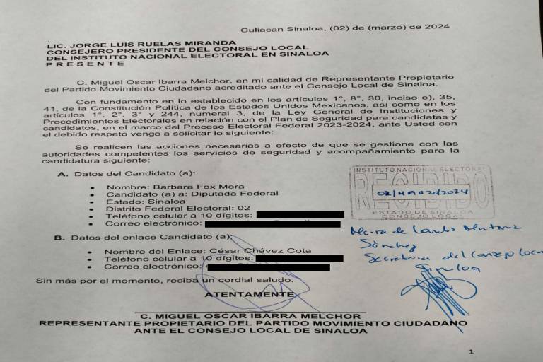 Candidata a una Diputación federal por MC en Sinaloa pide medidas de protección