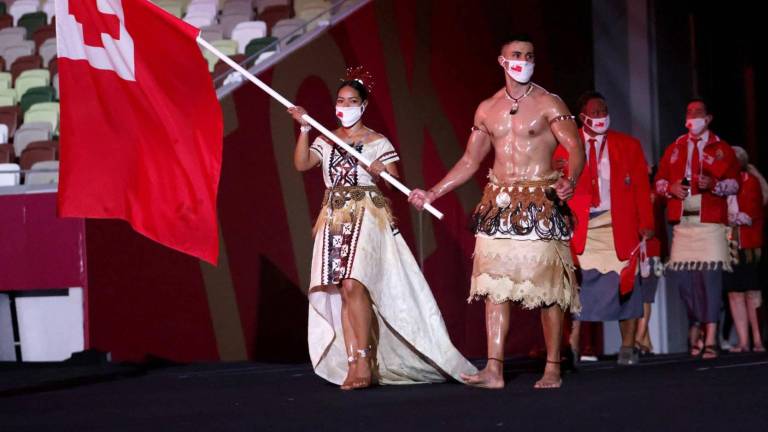 Pita Taufatofua durante la inauguración de Tokio 2020.