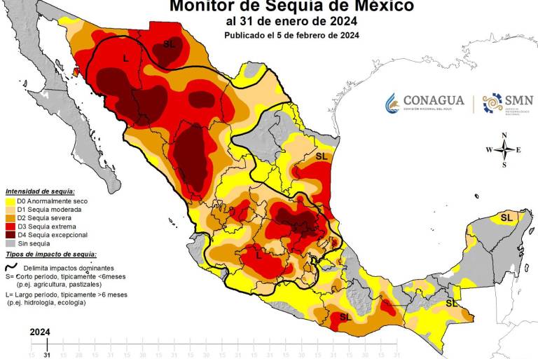 Municipios del sur reportan sequía de severa a excepcional, según monitoreo de Conagua