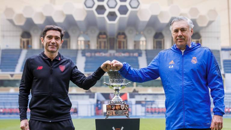 Marcelino y Carlo Ancelotti, entrenadores del Athletic Club y Real Madrid, respectivamente.