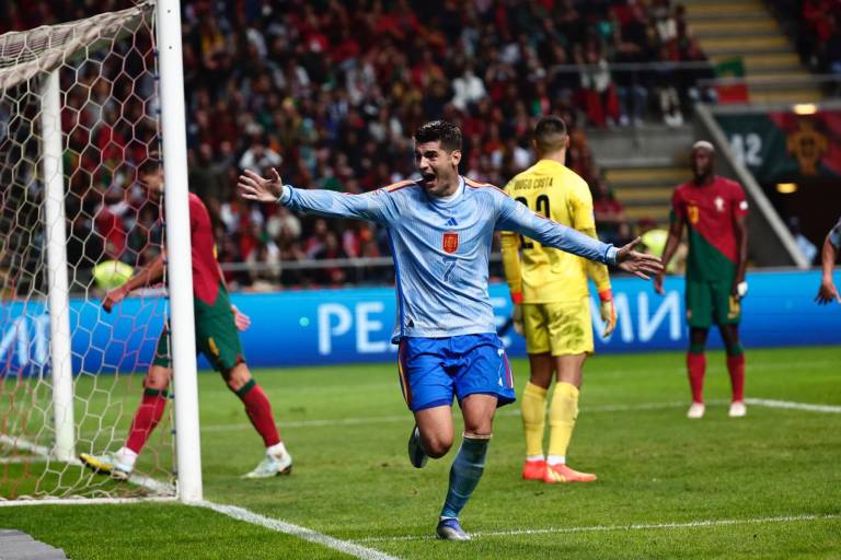 Álvaro Morata dio el pase y el triunfo a España ante Portugal