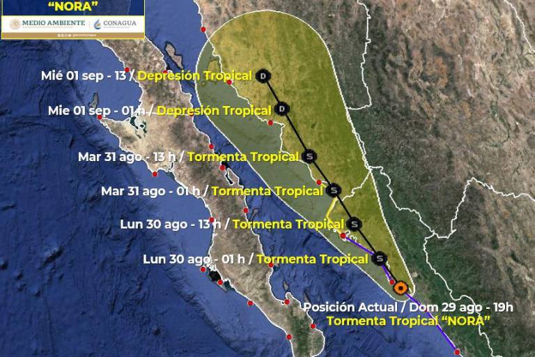 La tormenta tropical Nora se encamina hacia el norte de Sinaloa