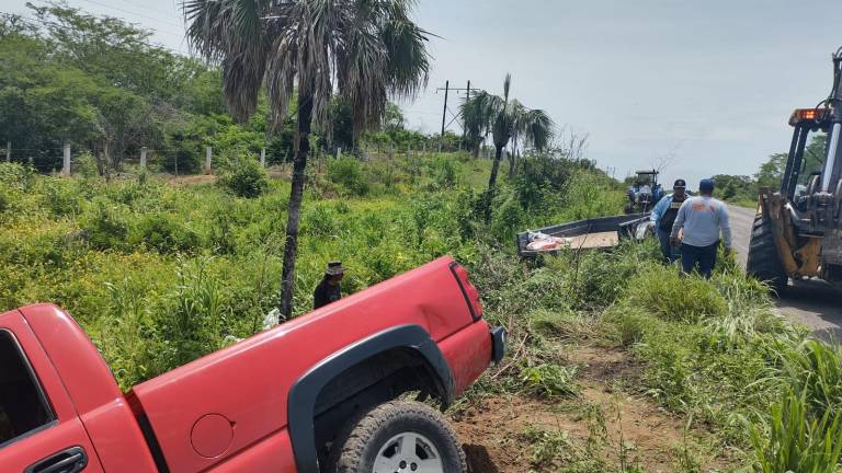 Una camioneta se salió de la carretera al norte de Rosario.