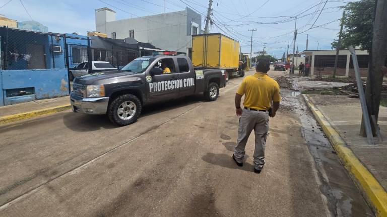El poste cayó sobre el camión tras el fuerte impacto en la colonia Real de Minas.