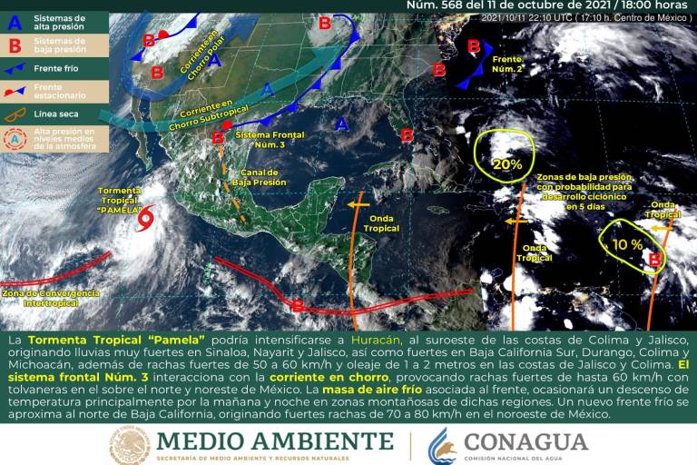 Por ‘Pamela’ establecen alerta desde Escuinapa hasta Cospita, en Culiacán