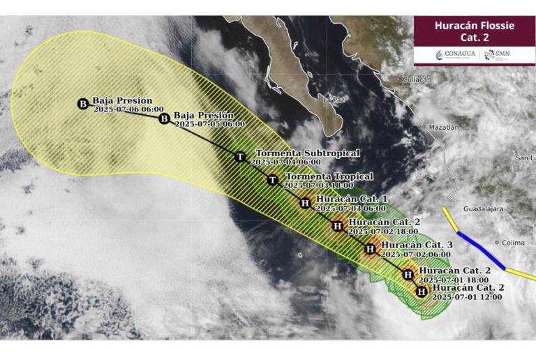 Se intensifica Flossie a huracán de categoría 2 y prevén lluvias intensas para Sinaloa
