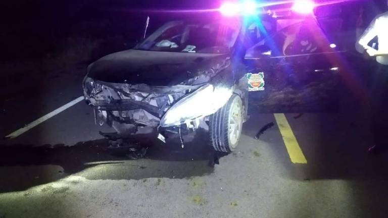 Tres personas lesionadas, dos vacas muertas y daños materiales dejó el choque sobre la carretera Escuinapa-Teacapán.