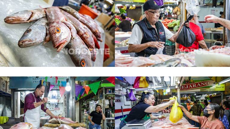 En el mercado Garmendia de Culiacán se siente el inicio de la Cuaresma con la venta de pescados y mariscos.