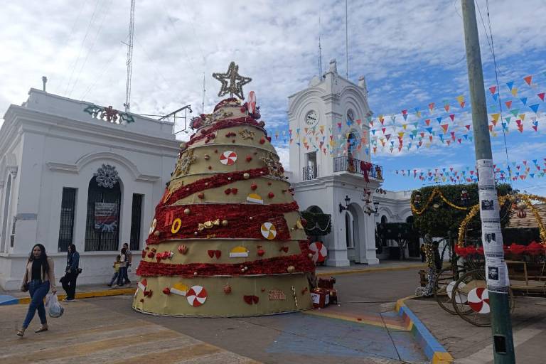 Genera polémica diseño del árbol de Navidad en Escuinapa