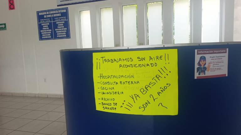 Trabajadores del Hospital IMSS Bienestar de Escuinapa denuncian la falta de servicio de aire acondicionado.