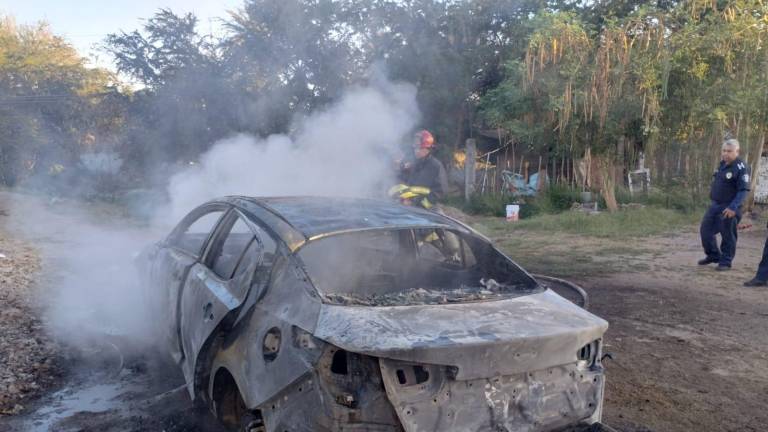 Un automóvil se incendió en la colonia Díaz Ordaz, en Culiacán.