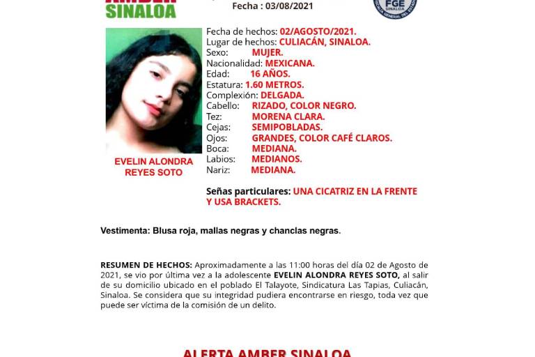 Emiten Alerta Ámber ante la desaparición de una menor en Culiacán