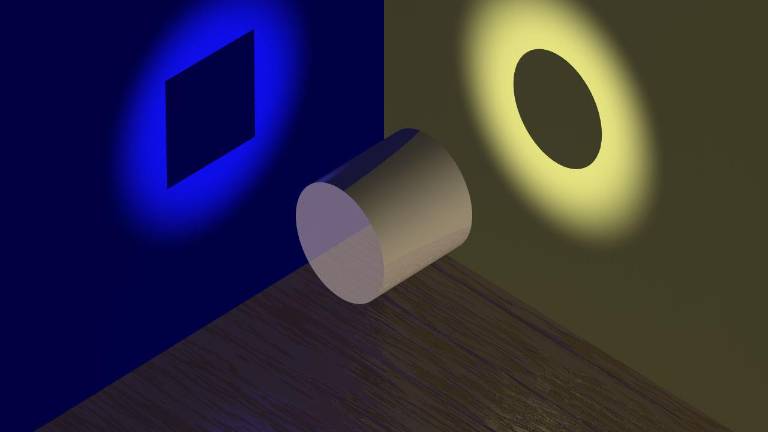 Cilindro con dos sombras.