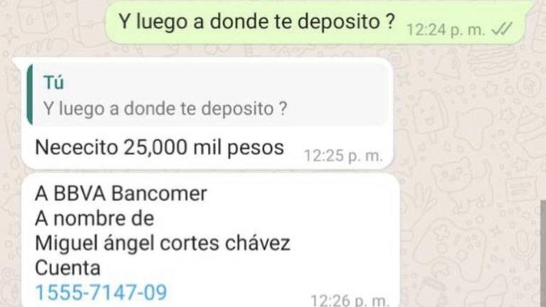 Uno de los mensajes en lo que se solicitan fuertes cantidades de dinero.