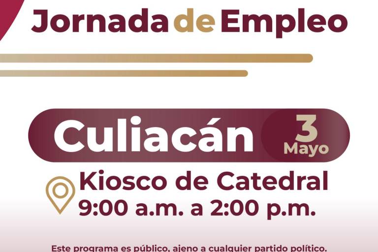 Se realizará Jornada de Empleo, informa la Secretaría de Desarrollo Económico de Culiacán
