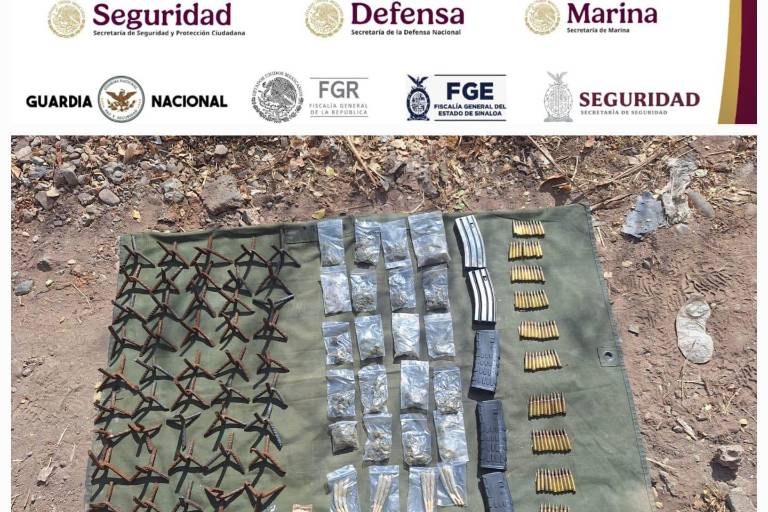 Aseguran cargadores, cartuchos y droga en Culiacán