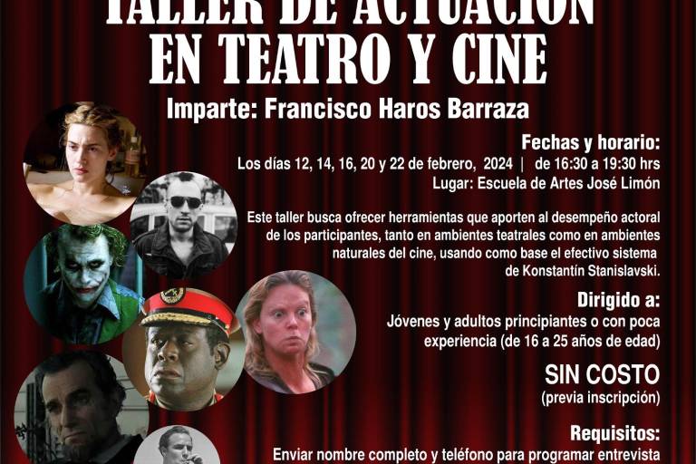 Invitan al Taller de Actuación en Teatro y Cine, en la ‘José Limón’