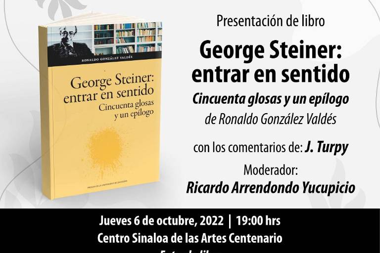 Ronaldo González presentará su libro ‘George Steiner: entrar en el sentido’