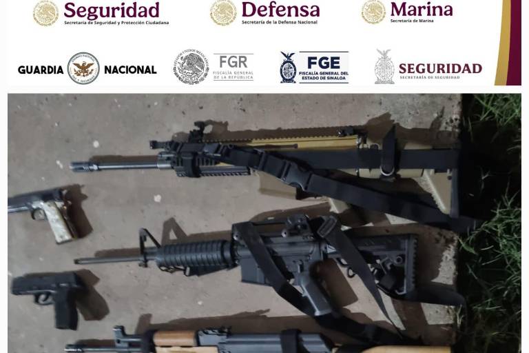 Marina detiene a 4 hombres armados con drogas y arsenal en Navolato