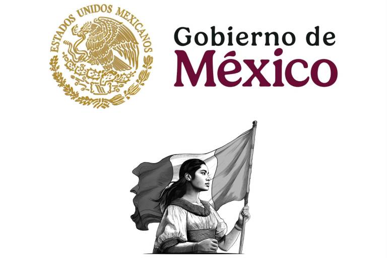 Sheinbaum presenta el emblema de su Gobierno, una joven mujer portando una bandera