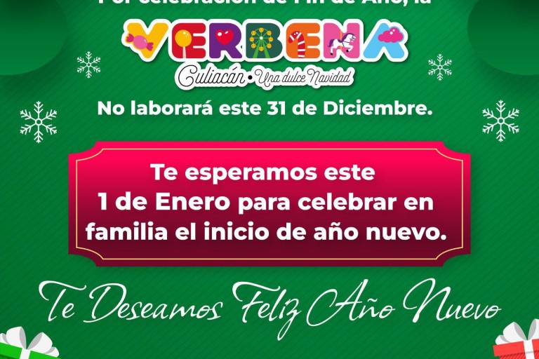 Verbena de Culiacán suspende actividades este 31 de diciembre