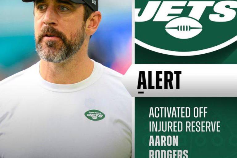 Jets activarán a Aaron Rodgers, pero no jugará