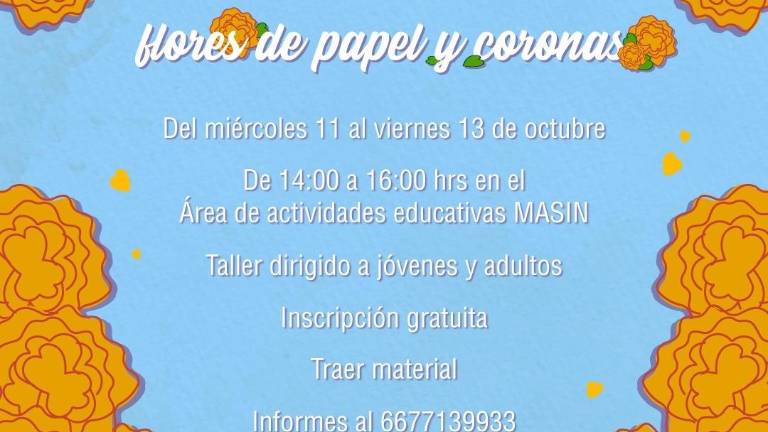 El taller será en el Masin del 11 al 13 de octubre.