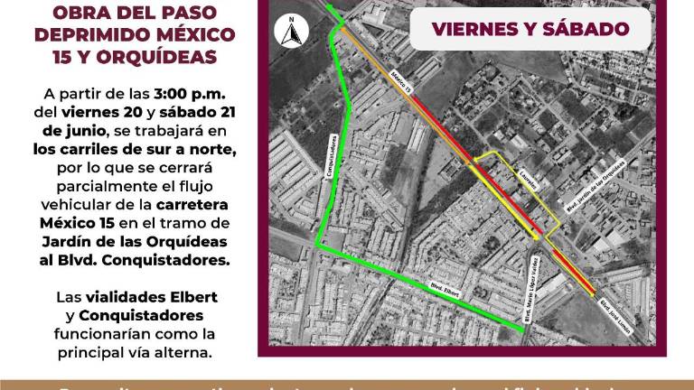 El Ayuntamiento de Culiacán exhortó a la ciudadanía a tomar como vialidades alternas las calles Elbert y Conquistadores.